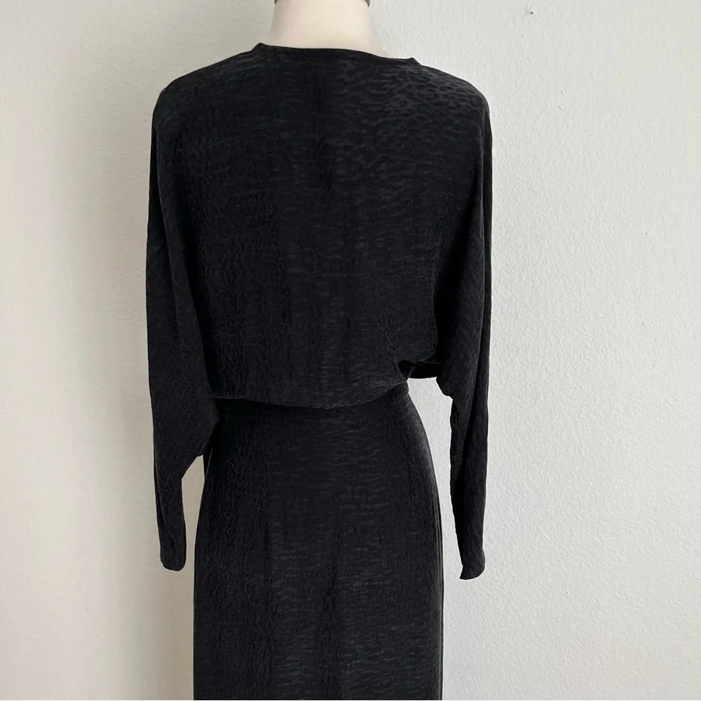UNDRESS Lithuania ( NWT) | XS/S Maneli Cupro Black Midi Wrap Dress - Picture 6 of 12